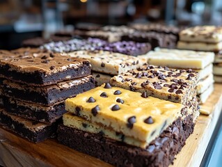 Assorted brownies bakery display