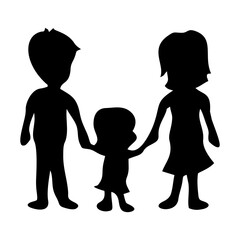 silhouette of father, mother and child