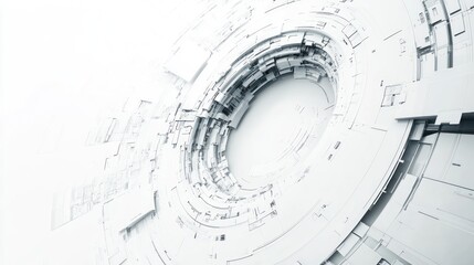Abstract white 3D architectural spiral design.