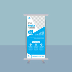Medical Roll up banner stand template design, Hospital rollup banner design template, Healthcare rollup banner design template. corporate x banner design.