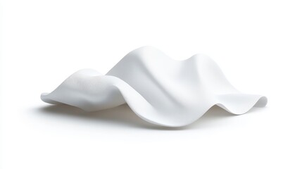 Abstract White Wave Sculpture with Smooth Curves and Textured Surface