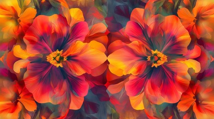 Fototapeta premium Vibrant Abstract Floral Pattern with Colorful Petals and Stunning Visual Effects