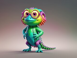 Colorful Cartoon Lizard Character &ndash; Cute and Playful 3D Illustration