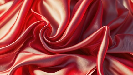 Obraz premium Elegant red satin fabric with a luxurious sheen and smooth texture ideal for various creative projects and designs. Perfect for fashion and accessories.