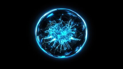 Abstract Blue Energy Sphere with Futuristic Network Connections