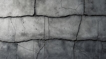 Textured concrete wall background featuring cracks and scratches ideal for design, architecture, and construction projects.