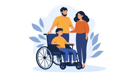 Fototapeta premium Family Supporting Member with Disability at Event