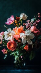 Vivid Floral Display Of Sunflowers And Roses In Bloom
