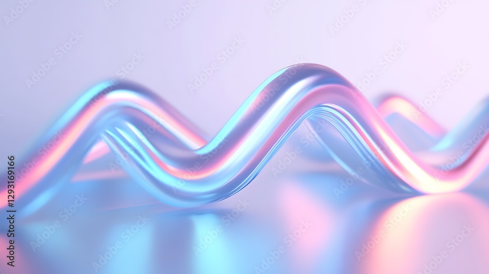 Poster Abstract Wavy Lines with Colorful Reflection and Soft Lighting for Background or Design Inspiration