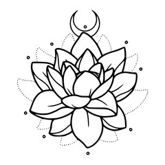lotus flower outline vector illustration for romantic design