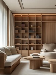 Cozy room with books and a bookcase in the middle