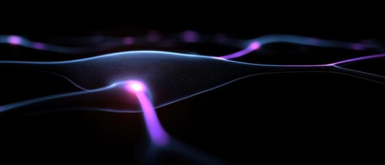 Obraz premium Abstract representation of neural connections with glowing lines in a dark background.