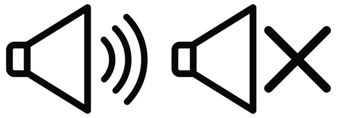 Speakers Icon Set - Audio, Sound System, Music Vector Graphics. silent and ring speaker icon vector illustration eps 888.