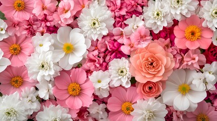 Arrangement Of Various Vibrant Pink White Peach Flowers