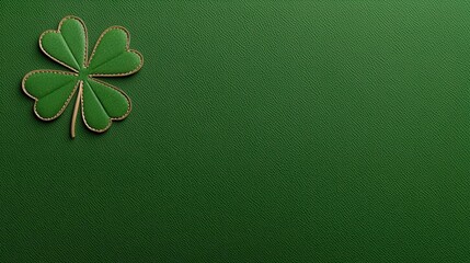St.Patrick&rsquo;s Day Celebration Concept, Green background with a four-leaf clover symbolizing luck and prosperity.
