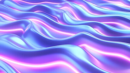 Colorful Abstract Waves with Smooth Texture and Neon Light Effect in Purple and Blue Hues