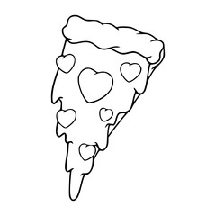 outline drawing of a pizza with love