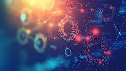 Abstract healthcare symbols merge with technology, symbolizing innovation in modern medicine.