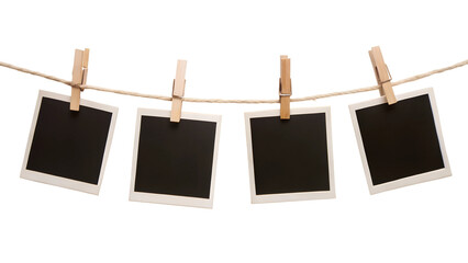 blank photo frames on rope