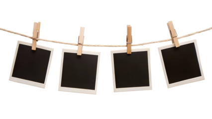 blank photo frames on rope