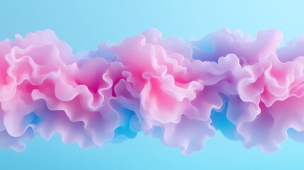 Fototapeta premium Colorful Delicate Waves with Soft Pink and Purple Shades Flowing on a Light Blue Background