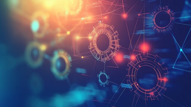 Abstract healthcare symbols merge with technology, symbolizing innovation in modern medicine.