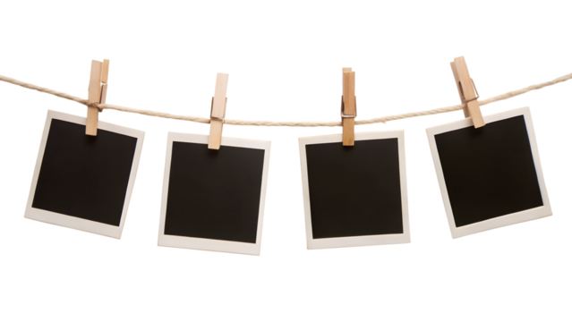 blank photo frames on rope
