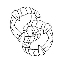 intertwined vampire fangs vector illustration