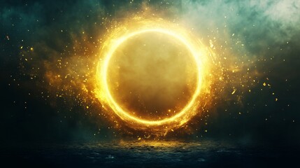 Obraz premium Glowing circle symbolizing unity and support, set against a soft gradient background, conveying harmony and connection.