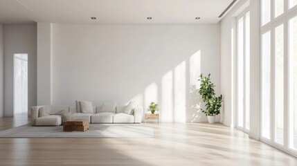 Carbon monoxide sensor in a spacious living room with a minimalist design. Featuring protection and readiness