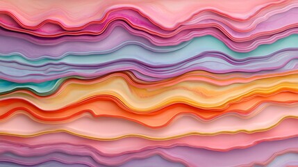 Colorful Layered Paper Waves in Soft Pastel Tones for Abstract Background or Art Projects
