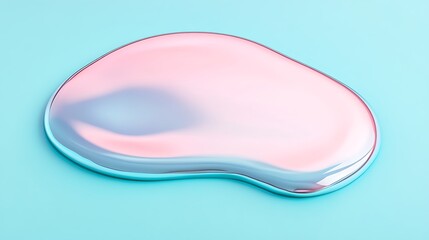Colorful Liquid Surface with Reflective Shine on Soft Blue Background in Modern Abstract Style