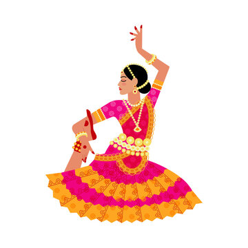 Indian dancer in pink and purple costume