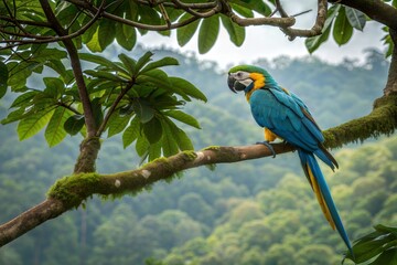 Colorful parrot perched on a branch