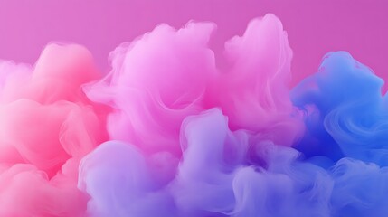 Fototapeta premium Colorful Swirling Smoke Against a Soft Gradient Background in Pink and Blue Hues