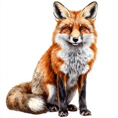 Naklejka premium Gorgeous stock illustration of a hand-painted watercolor wild fox