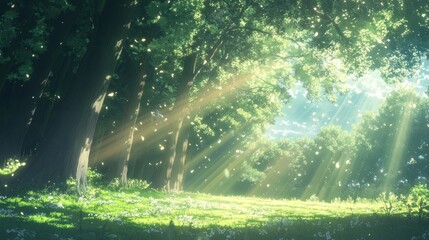 Sunlit Forest Path: A Serene Escape