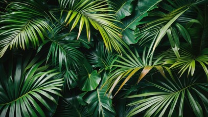 Lush Tropical Palm Leaves Dense Green Background for Nature and Fashion Inspired Designs