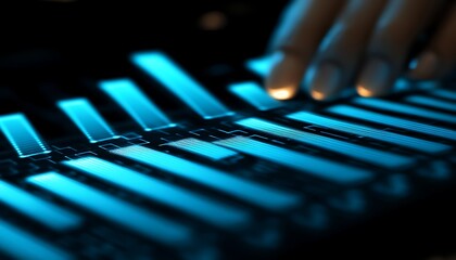 Data analyst controls digital graph overlay