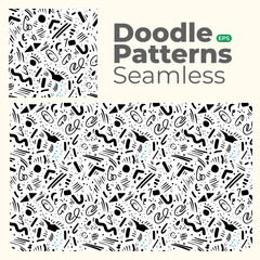 Doodle abstract full color patterns seamless