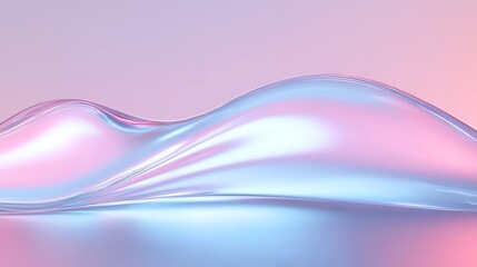 Elegant Abstract Waves of Light in Soft Pastel Hues with Smooth Curves and Shimmering Surface Reflection