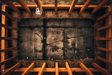 Top view of dark grungy concrete wall for background