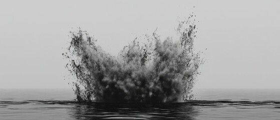 Fototapeta premium A black and white photo of a large splash of water