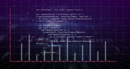 Image of financial data processing over dark background