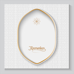 greeting cards Ramadan kareem and Eid  white background with copy space,Eid Al-Fitr Mubarak, Ramadan Kareem, Islamic Style Greeting Background Collection Set with Arabic Ornaments