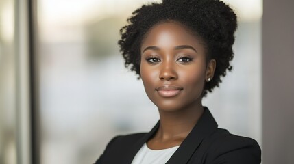 Confident businesswoman in blazer, embodying professionalism and leadership.