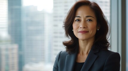 Confident businesswoman in blazer, embodying professionalism and leadership.