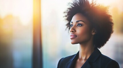 Confident businesswoman in blazer, embodying professionalism and leadership.