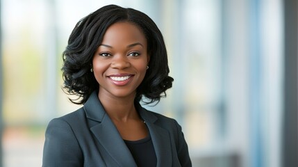 Confident businesswoman in blazer, embodying professionalism and leadership.