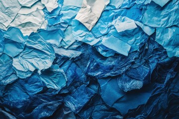 Fototapeta premium Close up view of plastic fragments floating in ocean waves with clear blue colors and texture creating visual impact. Generative AI